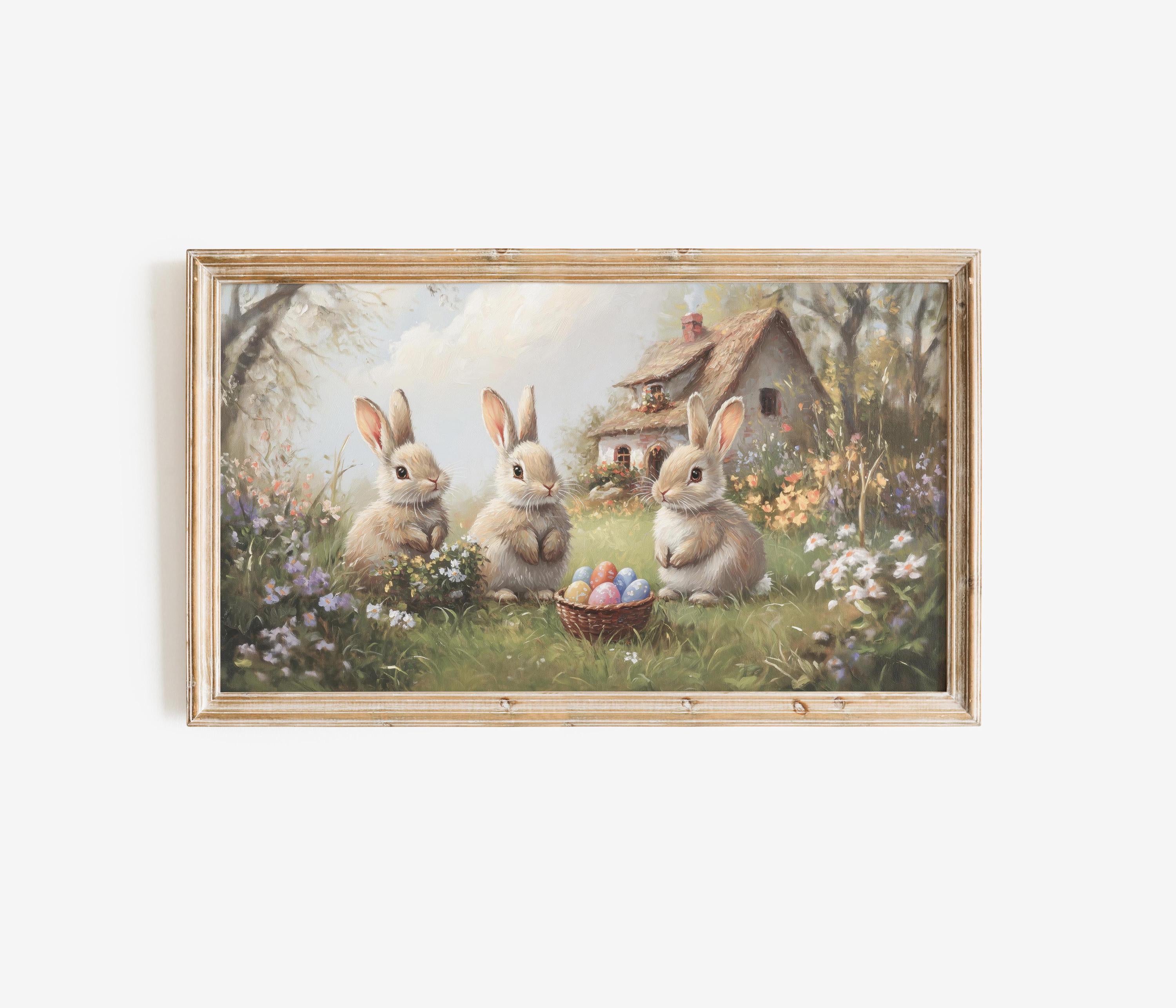Easter Egg Bunnies Frame TV Art