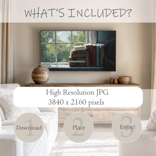 Book Stack In Window Frame TV Art