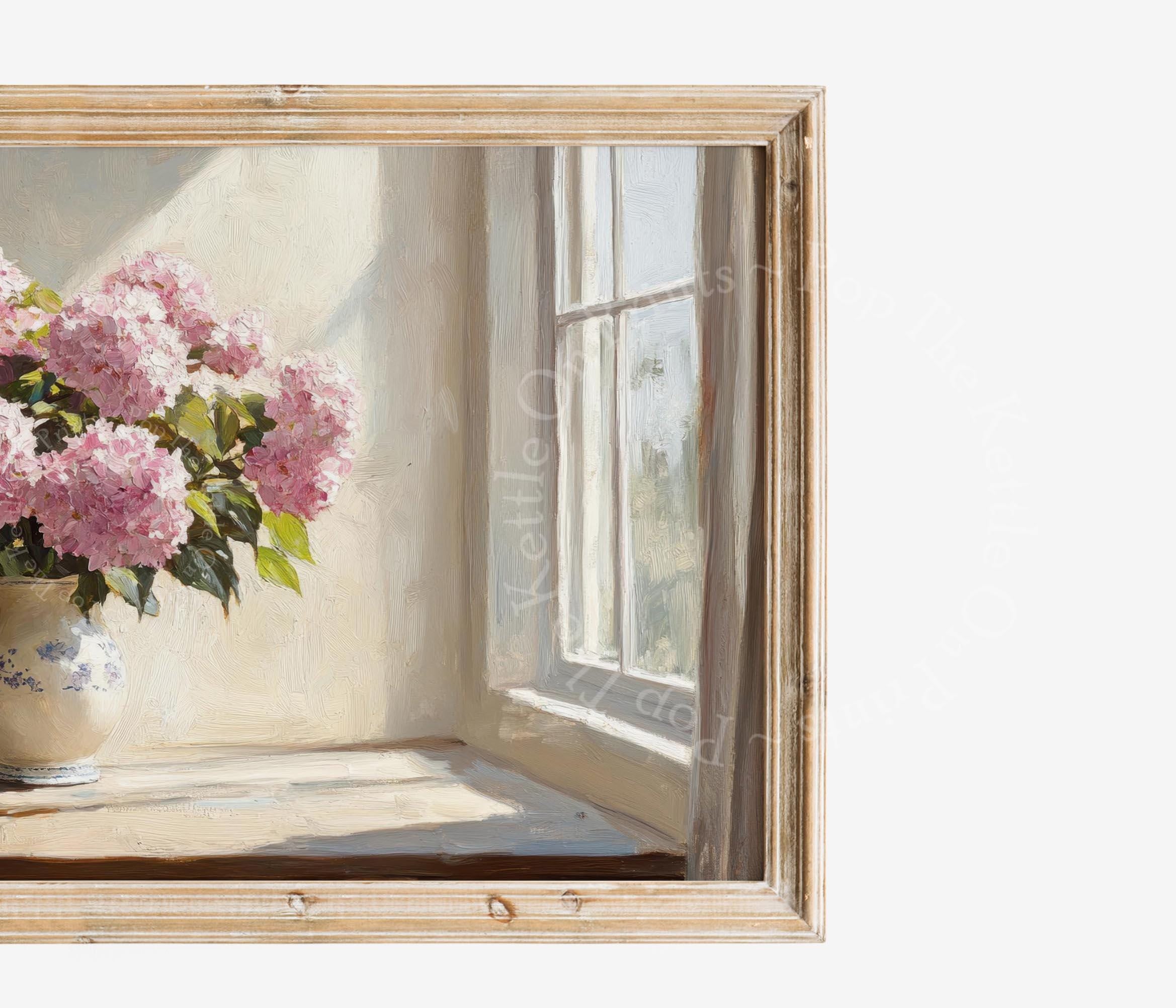 Pink Hydrangea Frame TV Art