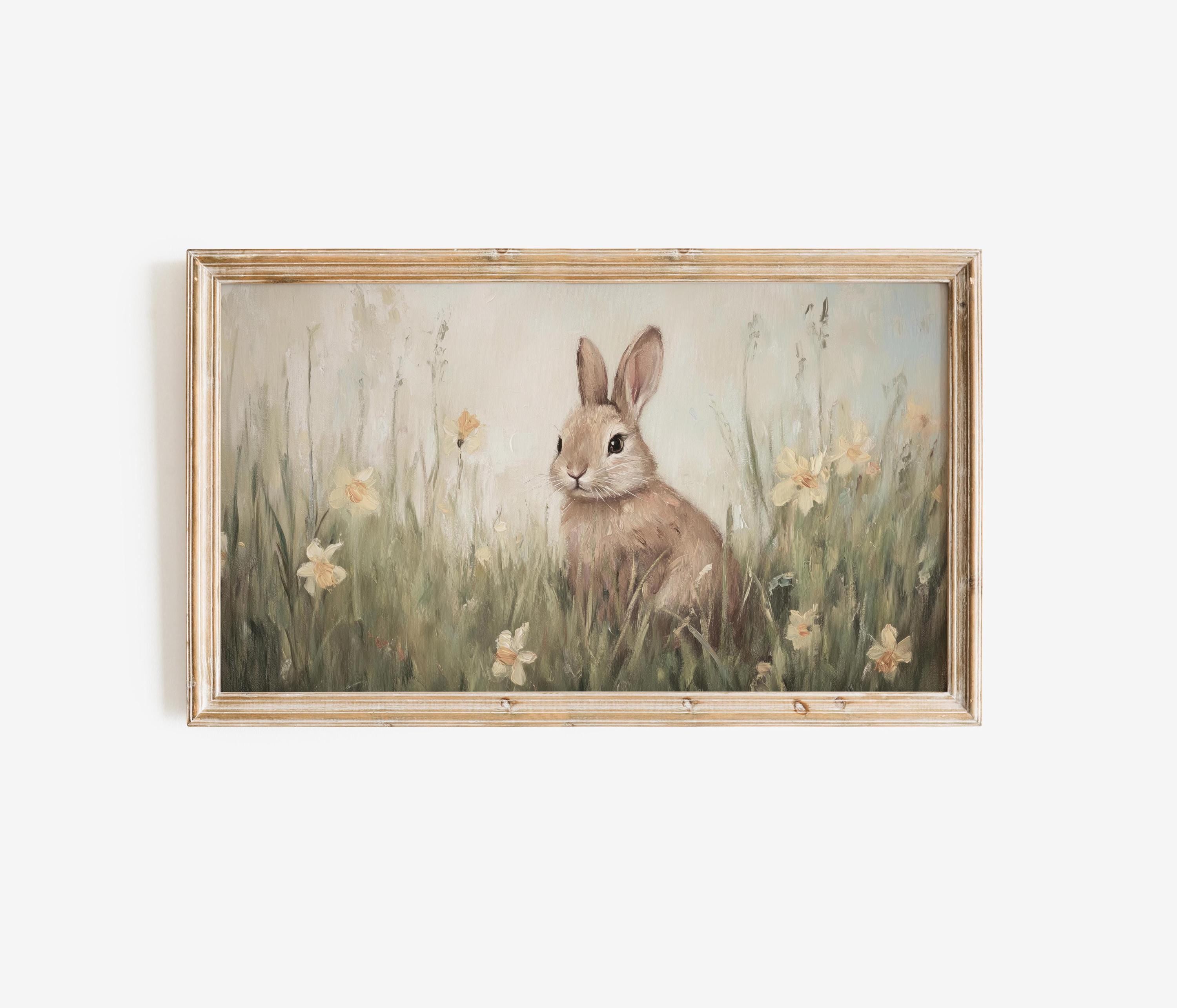 Bunny & Flowers Frame TV Art