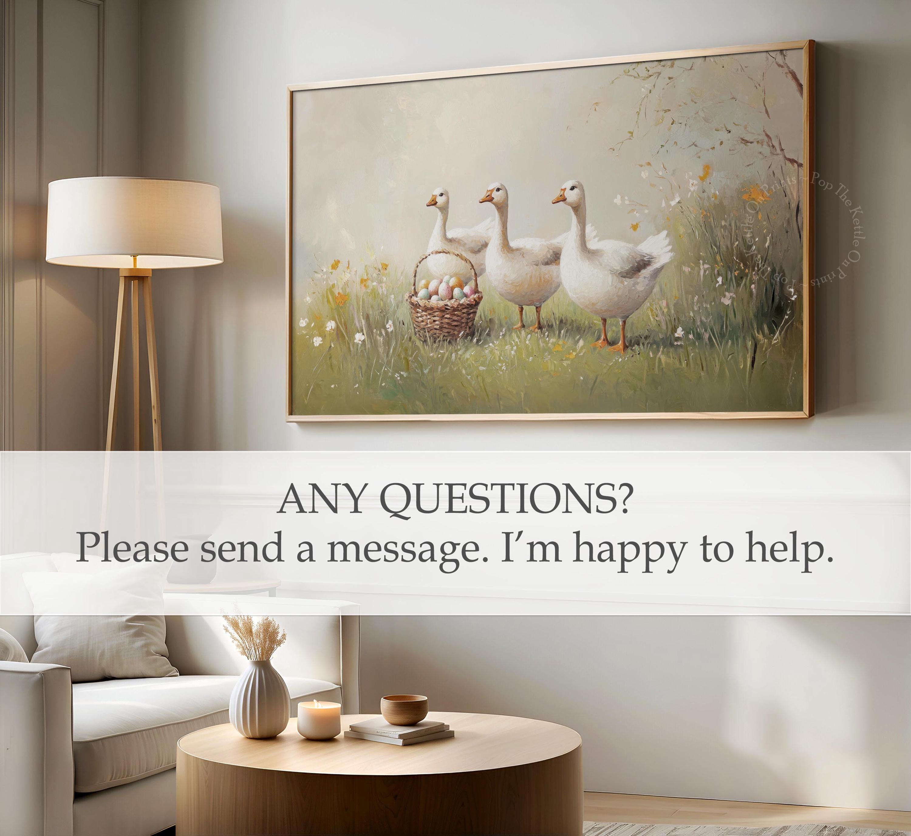 Geese & Easter Egg Basket Frame TV Art