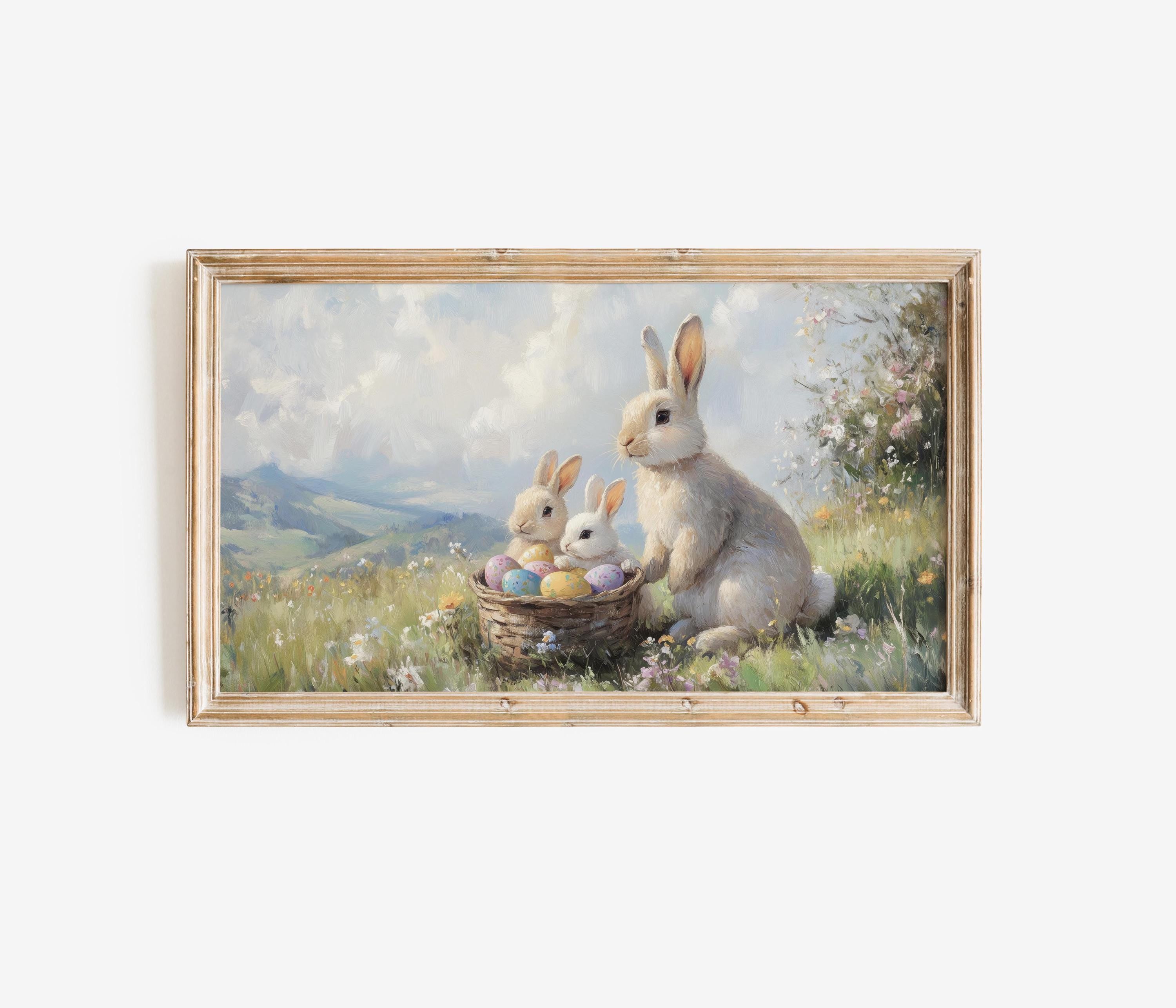 Bunny Basket Frame TV Art