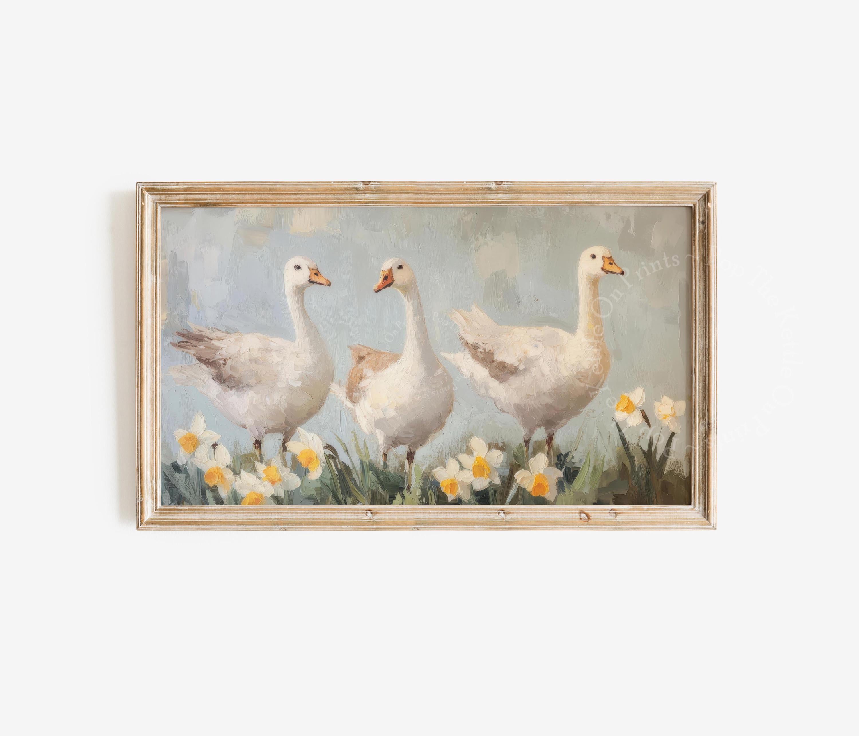 Geese & Daffodils Frame TV Art