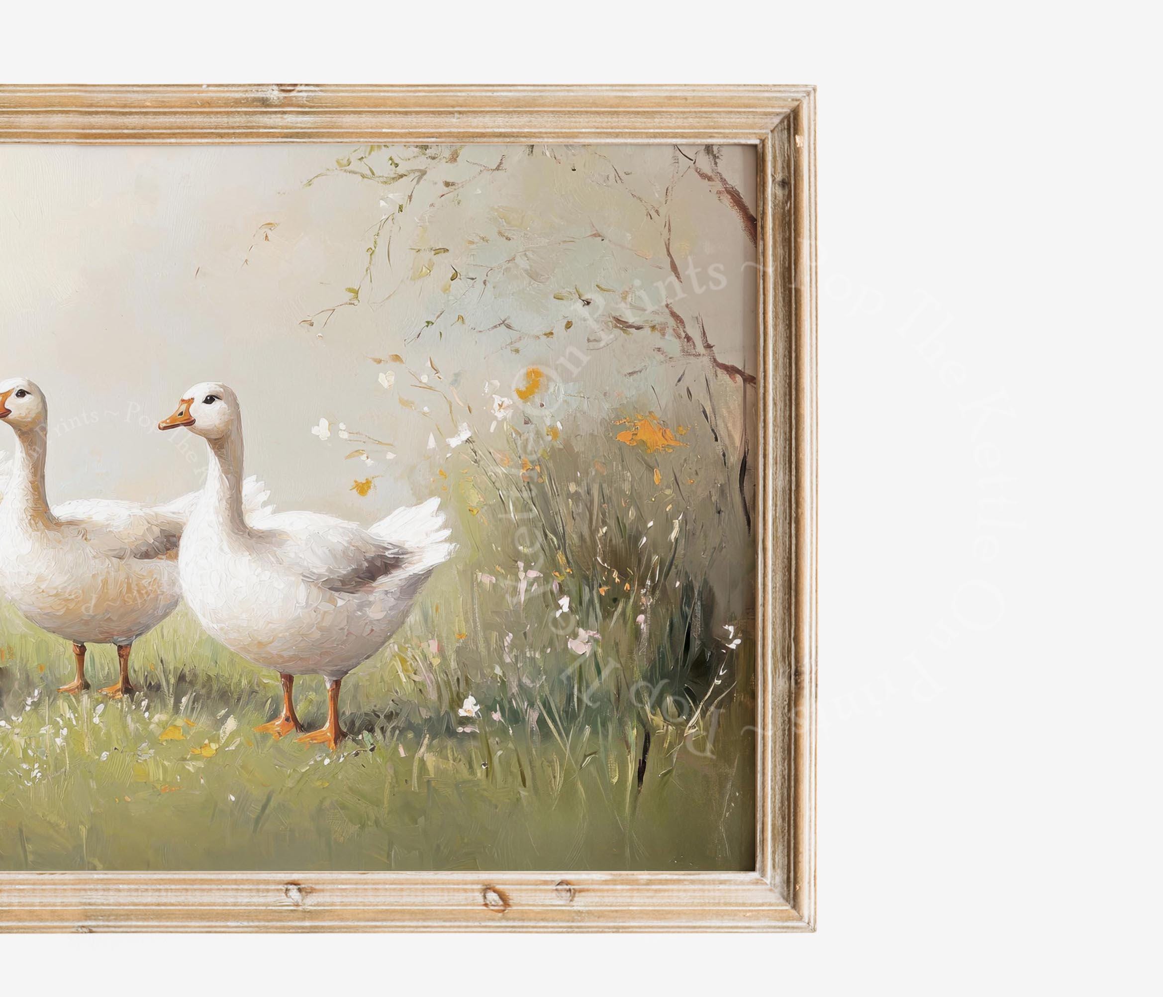 Geese & Easter Egg Basket Frame TV Art