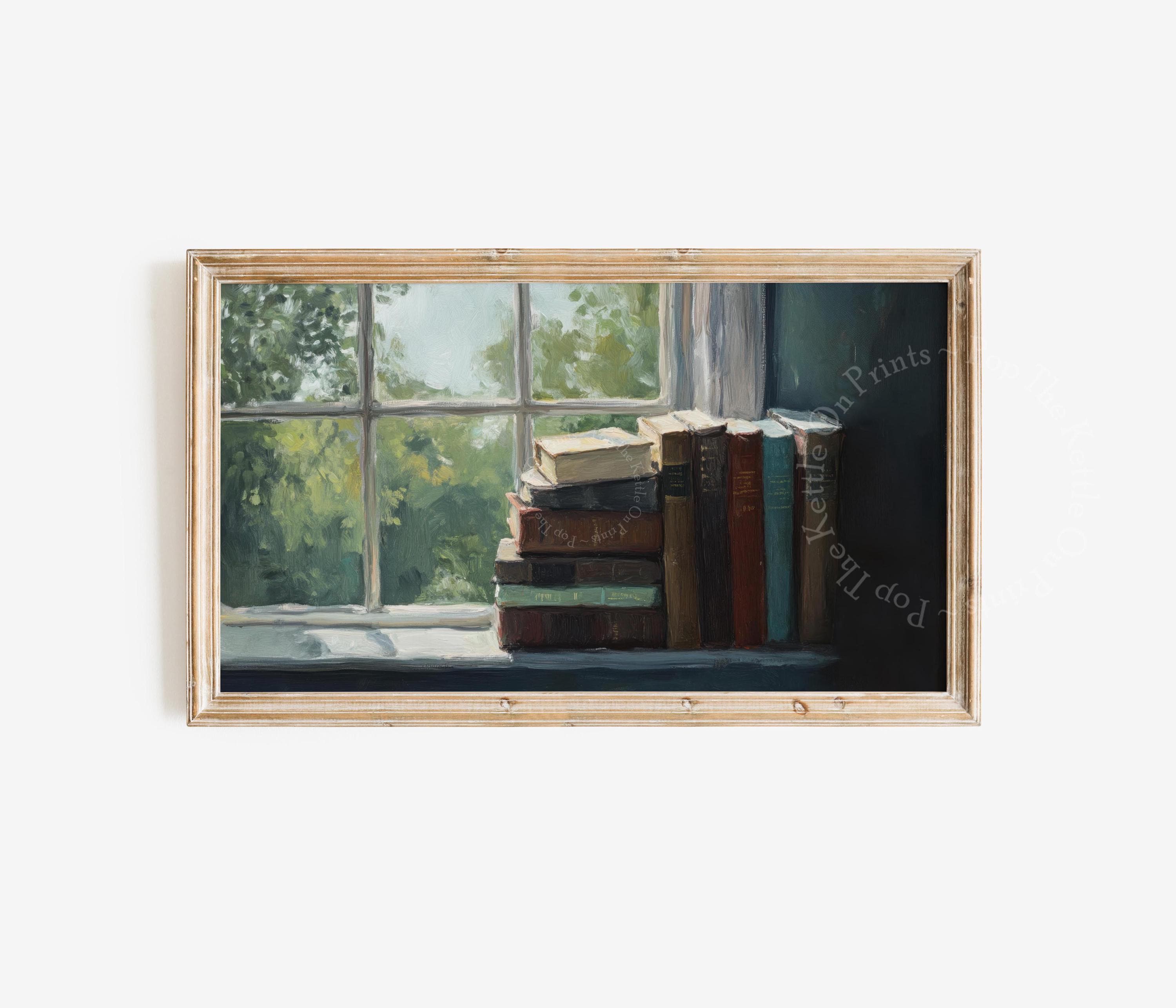Book Stack In Window Frame TV Art