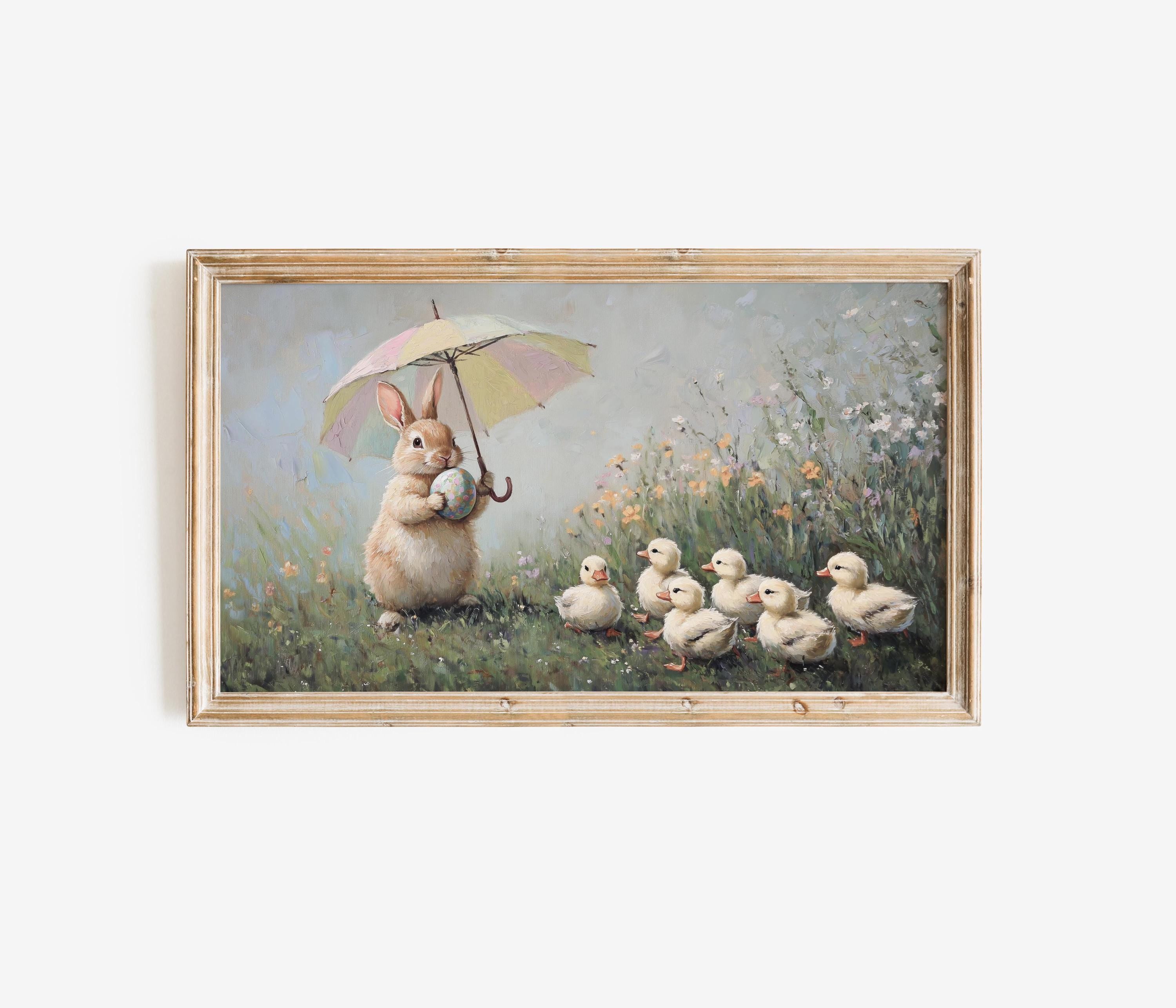 Bunny & Ducklings Frame TV Art