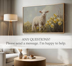 Lamb & Daffodils Frame TV Art