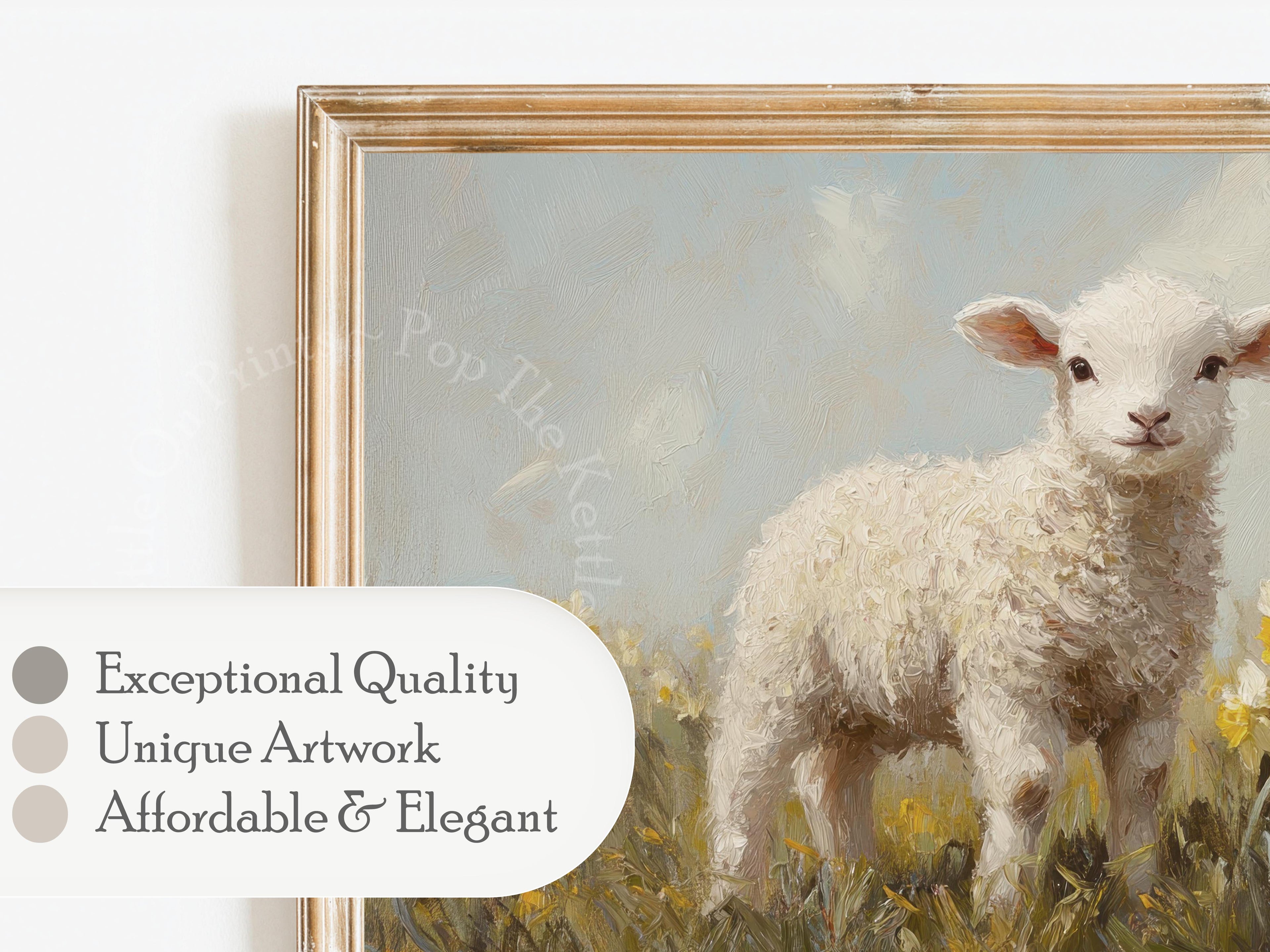Lamb & Daffodils Frame TV Art