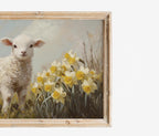 Lamb & Daffodils Frame TV Art
