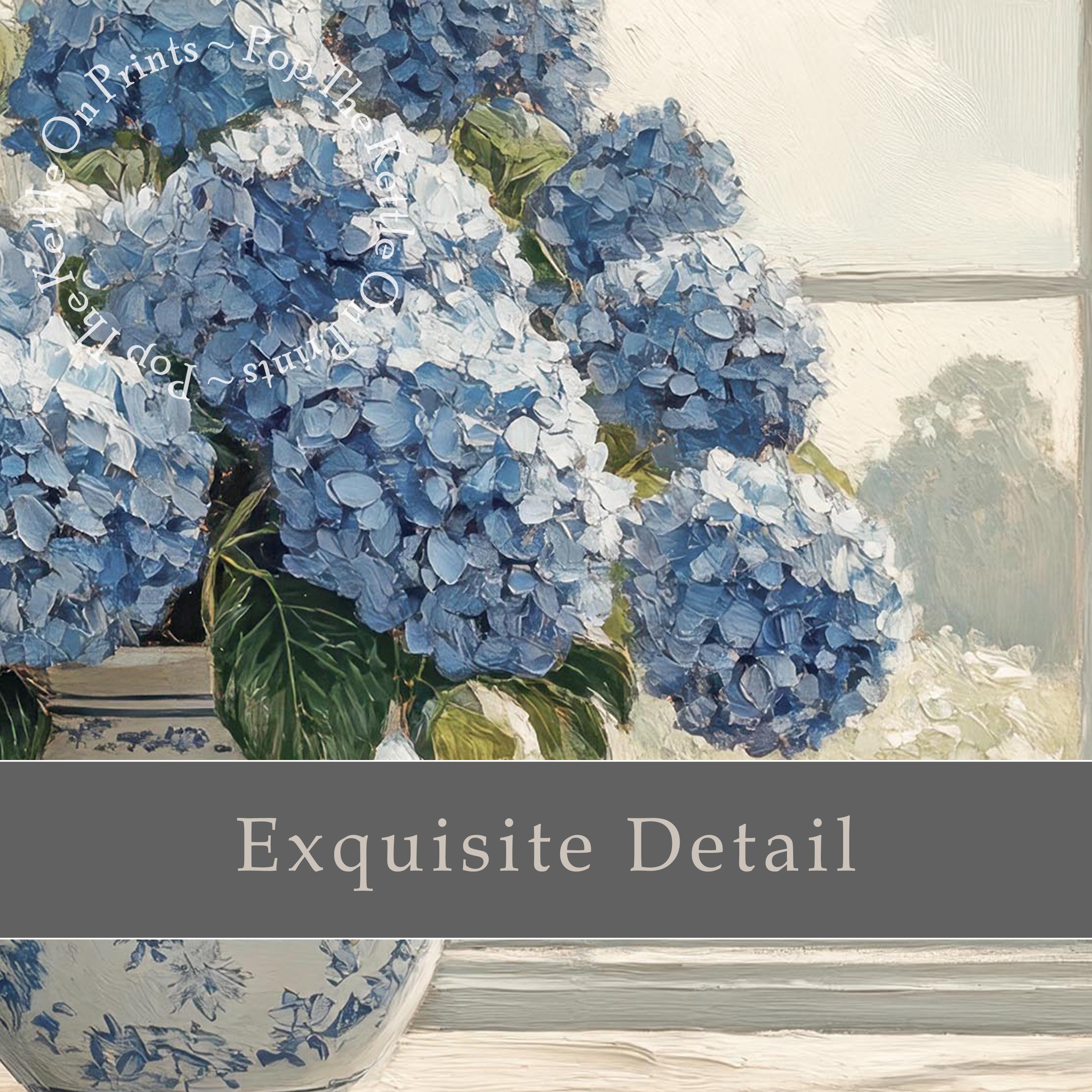 Blue Hydrangeas In Window Frame TV Art