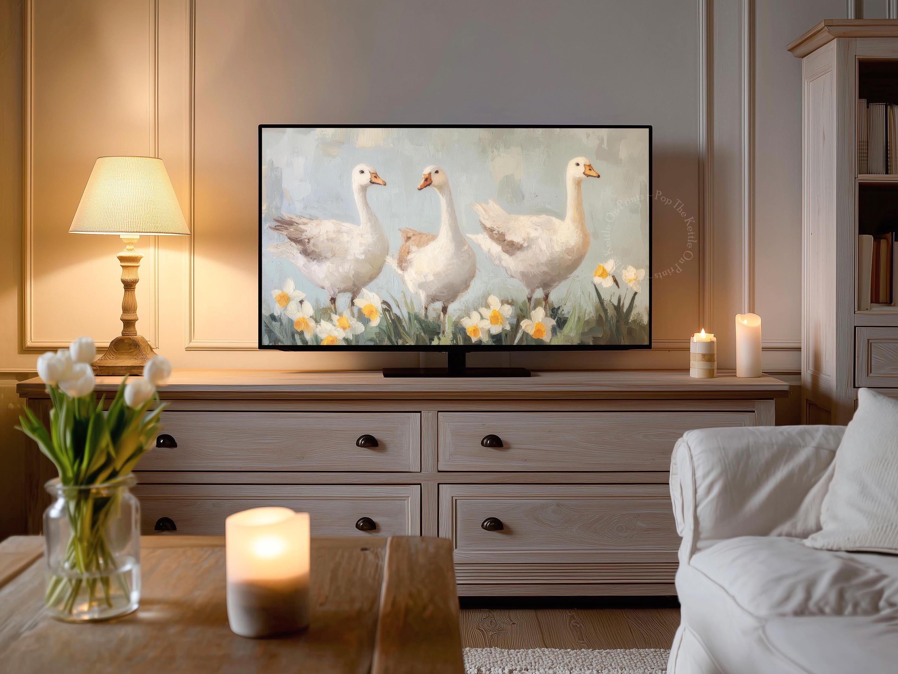 Geese & Daffodils Frame TV Art