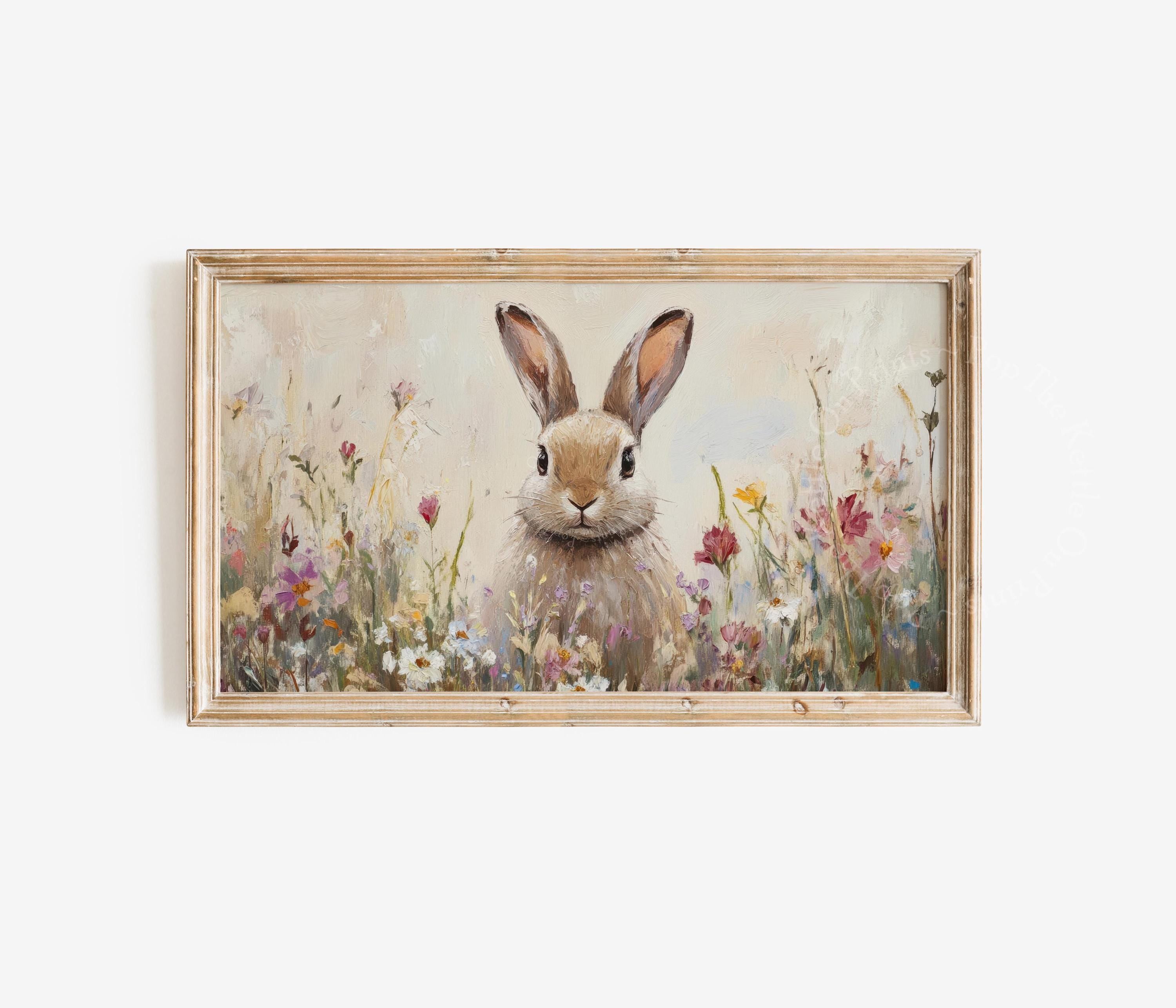 Spring Bunny Floral Frame TV Art