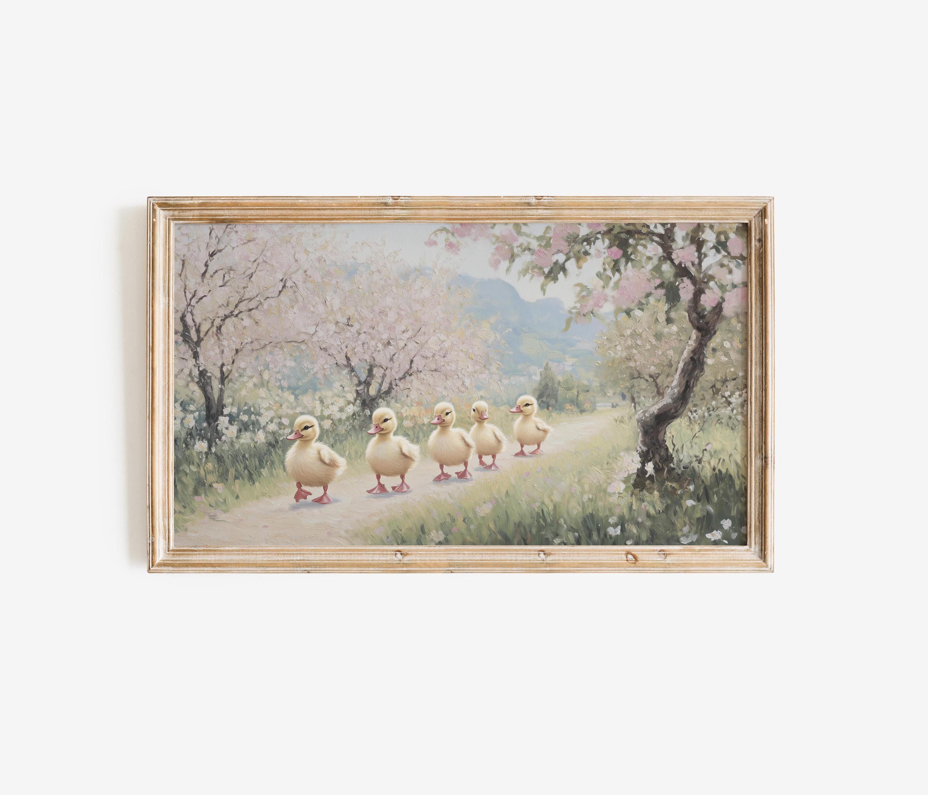 Duckling & Pink Blossom Frame TV Art