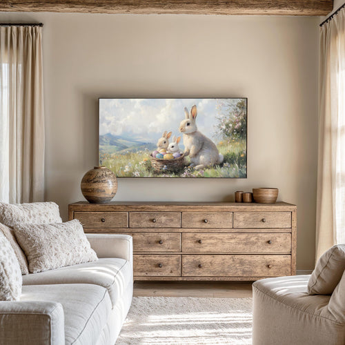 Bunny Basket Frame TV Art