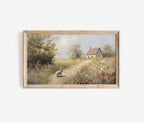 Bunny & Cottage Path Frame TV Art