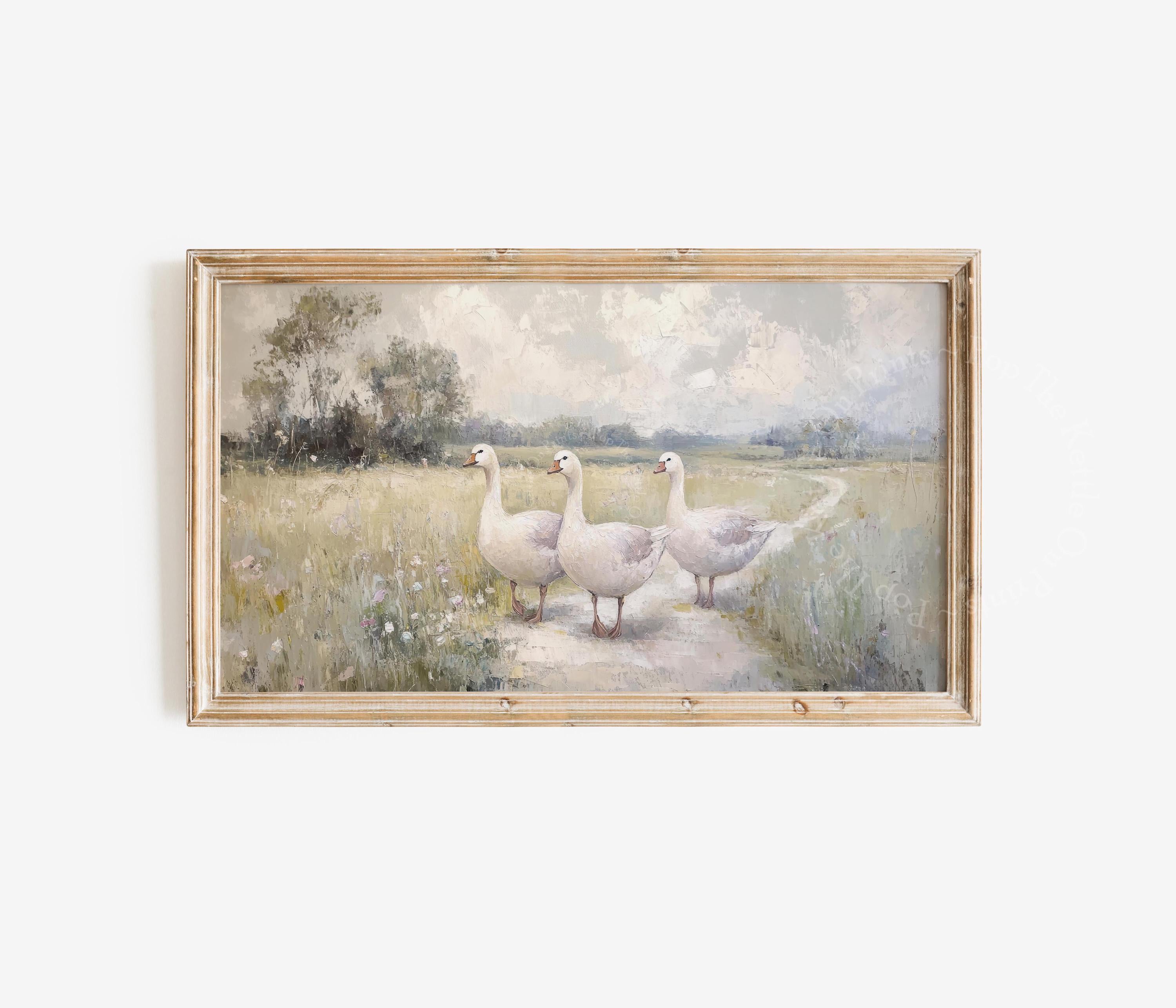 Geese In Meadow Frame TV Art